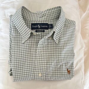 Ralph Lauren Classic Fit Button-Down Shirt Green Navy Check – Size L